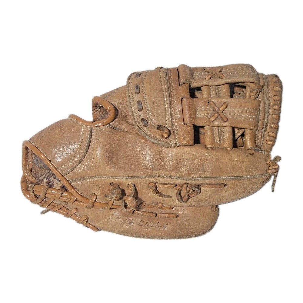 Vtg Montgomery Ward Pennant Series Baseball Glove Prime Leather RHT Ball Hawk